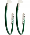 Finish your look on a contemporary-chic note with Alexis Bittars ultra modern mixed-media hoop earrings  - Mirrored silver-toned metal detail, green hoop - For pierced ears - Team with both casual and dressy looks alike