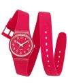 Berry beautiful: wrap your wrists in the lovely color of this silicone strap Pink Berry watch by Swatch.