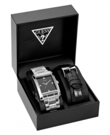 Keep your options open with this dressy GUESS watch boxed set.