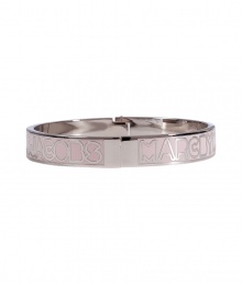 Give your outfit a girlie twist with Marc by Marc Jacobs skinny blush logo bangle - Colored enamel and silver-toned brass, hinged back - Stack on over cashmere knits with favorite skinnies and flats Give your outfit a girlie twist with Marc by Marc Jacobs skinny blush logo bangle - Colored enamel and silver-toned brass, hinged back - Stack on over cashmere knits with favorite skinnies and flats