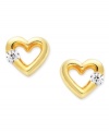 Romantic accent. Giani Bernini's petite stud earrings feature cut-out hearts with sparkling cubic zirconias at the sides (1/4 ct. t.w.). Crafted in 24k gold over sterling silver. Approximate diameter: 1/4 inch.