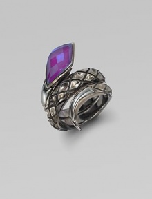 From the Queen Cobra Collection. A sensuous snake with textured scales of sterling silver and a faceted head of purple sugalite coils its way alluringly around the finger. Purple sugalite and hematite Sterling silver Width, about 1 Imported From the Queen Cobra Collection. A sensuous snake with textured scales of sterling silver and a faceted head of purple sugalite coils its way alluringly around the finger. Purple sugalite and hematite Sterling silver Width, about 1 Imported