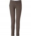 Edgy taupe pants with flap pockets and zips - Make a stylish statement in these edgy taupe pants - Figure-hugging stretch cotton pants with flap front and back pocket and ankle zipper details - Wear with a sheer blouse, leather jacket, and platforms for a day-to-night look - Style with a cashmere pullover, wedges, and an A-line wool coat