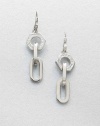 A logo accented nut and narrow, chain links in a chic drop design. Rhodium-plated brassDrop, about 1.9Hook backImported 