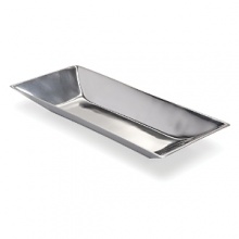 This sleek tray gives a new edge to classic metal serving pieces. This sleek tray gives a new edge to classic metal serving pieces.
