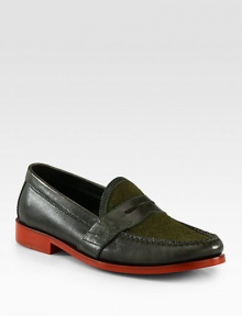 Handcrafted penny loafer classic in a textural combination of soft leather, suede and wool with concealed Nike Air technology for ultimate comfort.Concealed Nike Air TechnologyWool/leather upperLeather liningPadded insoleLeather/rubber soleImported Handcrafted penny loafer classic in a textural combination of soft leather, suede and wool with concealed Nike Air technology for ultimate comfort.Concealed Nike Air TechnologyWool/leather upperLeather liningPadded insoleLeather/rubber soleImported