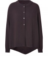 The ultimate must-have for fall, this modernized cape cardigan from Schumacher features of-the-moment style in lavish cashmere - Round neck, front button half placket, long sleeves, relaxed boxy silhouette, asymmetrical high-low hem - Wear with leather leggings or skinny jeans and high heel booties