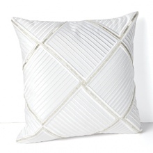 Crisp and bright, this Hudson Park Luxe embellished stripes in a polished white on white. Elegantly minimalist styling lets the luminous pattern shine through. Crisp and bright, this Hudson Park Luxe embellished stripes in a polished white on white. Elegantly minimalist styling lets the luminous pattern shine through.