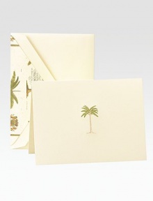 A distinguished way to share your thoughts in Kid Finish® notecards, each delicately engraved with a Prince of Wales palm tree design Includes 10 notecards with lined envelopes Blank inside High-quality cotton fiber paper Each, 8W X 5¾H Made in USA A distinguished way to share your thoughts in Kid Finish® notecards, each delicately engraved with a Prince of Wales palm tree design Includes 10 notecards with lined envelopes Blank inside High-quality cotton fiber paper Each, 8W X 5¾H Made in USA
