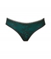 With decorative lace trim and a sheer back, these vintage-inspired briefs from Stella McCartney are both alluring and chic - Allover floral lace, elasticized waistband, dark emerald front panel - Perfect under any outfit or paired with a matching bra for stylish lounging