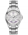 Change up your workday attire with the purple accents on this Sofia collection watch from Lacoste.