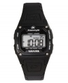 The Shark Classic watch by Freestyle is ready for play. This unisex watch has a black polyurethane strap and black square plastic case. Digital dial with time, day, date, night vision backlight, stop watch and two alarms. Digital movement. Water resistant to 100 meters. Limited lifetime warranty.