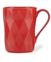 A cut above. The Castle Peak mug presents an ultra-modern take on kate spade new york's signature bow motif featuring bold faceted accents in chili-red stoneware.