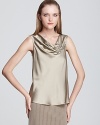 Armani Collezioni Tank - Stretch Satin Ruched Neck