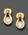 Brilliant faceted diamonds (1/3 ct. t.w.) heighten the drama of these fine 14k gold earrings by Everlon™. Drop measures approximately 1/4 inch.