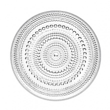 This clear glass plate has recently been reissued by the well-known Finnish design house Iittala. Designed in 1964 by Oiva Toikka, it features concentric circles of glass dewdrops for a look that's both lovely and dazzling. It's an excellent dish for hosting a special event. This clear glass plate has recently been reissued by the well-known Finnish design house Iittala. Designed in 1964 by Oiva Toikka, it features concentric circles of glass dewdrops for a look that's both lovely and dazzling. It's an excellent dish for hosting a special event.