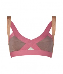 Spearheading the innerwear-as-outerwear trend, VPLs easy to layer pieces offer a fashion-forward alternative to lingerie - Two-tone crisscrossed multi-strap front with soft full-cups, adjustable wide straps, elasticized band - Pair with matching panties for stylish lounging or under a low-cut sleeveless top