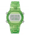 Satisfy your sweet tooth with this Candy watch by adidas. Translucent green nylon plastic strap and case. Positive display digital dial with gray background features time, date, alarm, chronograph, countdown timer and ten-lap memory. Quartz movement. Water resistant to 50 meters. Two-year limited warranty.