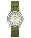 Lace up and go with this chic leather watch from Timex.