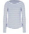 Destined to be your favorite casual go-to, A.L.C.s striped cotton top is as comfy as it is cool - Boat-neckline, seamed long sleeves, shirttail hemline - Fitted - Wear with a cashmere cardigan, skinnies and flats