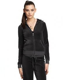 Juicy Couture's signature velour hoodie is perfect for lounging on the weekends. Juicy Couture's signature velour hoodie is perfect for lounging on the weekends.