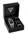 Go from classic to edgy with the swap of a strap with this GUESS timepiece box set.