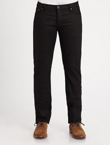 A timeless look and fit, cut from premier denim with a dark wash and versatility to spare. Five-pocket style Inseam, about 33 Cotton Dry clean Imported A timeless look and fit, cut from premier denim with a dark wash and versatility to spare. Five-pocket style Inseam, about 33 Cotton Dry clean Imported