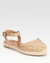 Textured grosgrain ribbon upper joined by an adjustable leather and satin ankle strap, finished with braided hemp trim. Grosgrain ribbon, satin and leather upperLeather lining and solePadded insoleImportedOUR FIT MODEL RECOMMENDS ordering true size. 