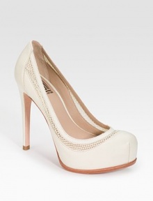THE LOOKLeather and mesh upperTHE FITSelf-covered spike heel, 4¾ (120mm)Self-covered platform, 1 (25mm)Compares to a 3¾ heel (95mm)THE MATERIALLeather lining and sole Padded insoleORIGINImportedOUR FIT MODEL RECOMMENDS ordering one half size up as this style runs small. THE LOOKLeather and mesh upperTHE FITSelf-covered spike heel, 4¾ (120mm)Self-covered platform, 1 (25mm)Compares to a 3¾ heel (95mm)THE MATERIALLeather lining and sole Padded insoleORIGINImportedOUR FIT MODEL RECOMMENDS ordering one half size up as this style runs small.