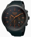 A stylish mix of comfortable polyurethane and blacked out steel create a handsome watch from Pulsar.