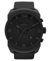 Black-on-black styling sets the mood on this built-tough chronograph watch from Diesel.
