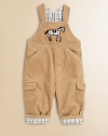 Every little guy needs overalls, and these are especially refined in plush cotton corduroy with a plaid twill lining and a frisky appliquéd horsie on the bib.Button strapsAppliquéd horse on bibMock flyAngled front pocket flapsButton sidesButton flap cargo pocketsBack patch pocketsInseam snaps of back cuffCottonMachine washImported