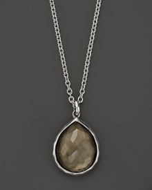 Sterling silver frames a faceted, teardrop shaped pyrite doublet on this timeless Ippolita pendant necklace. Sterling silver frames a faceted, teardrop shaped pyrite doublet on this timeless Ippolita pendant necklace.