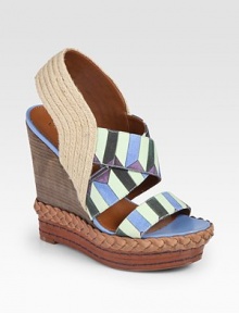 Lovely printed canvas design with an espadrille-inspired slingback, stacked wedge and braided leather trim. Stacked wedge with braided leather trim, 5 (125mm)Stacked platform with braided leather trim, 1½ (40mm)Compares to a 3½ heel (90mm)Hemp, canvas and leather upperLeather lining and solePadded insoleImported Lovely printed canvas design with an espadrille-inspired slingback, stacked wedge and braided leather trim. Stacked wedge with braided leather trim, 5 (125mm)Stacked platform with braided leather trim, 1½ (40mm)Compares to a 3½ heel (90mm)Hemp, canvas and leather upperLeather lining and solePadded insoleImported