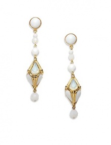 THE LOOKGeometric drop silhouetteThree dimensional diamond-shaped detail Moonstone and Czech glass accents24k goldplated pewter and brass settingHypoallergenic post backTHE MEASUREMENTLength, about 3ORIGINMade in USA THE LOOKGeometric drop silhouetteThree dimensional diamond-shaped detail Moonstone and Czech glass accents24k goldplated pewter and brass settingHypoallergenic post backTHE MEASUREMENTLength, about 3ORIGINMade in USA