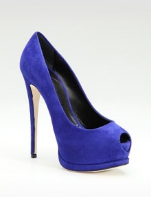 Vibrant suede design showcased by a towering heel and peep toe. Self-covered heel, 5 (125mm) Covered platform, 1 (25mm) Compares to a 4 heel (100mm) Suede upper Peep toe Leather lining and sole Padded insole Made in ItalyOUR FIT MODEL RECOMMENDS ordering one half size up as this style runs small. Vibrant suede design showcased by a towering heel and peep toe. Self-covered heel, 5 (125mm) Covered platform, 1 (25mm) Compares to a 4 heel (100mm) Suede upper Peep toe Leather lining and sole Padded insole Made in ItalyOUR FIT MODEL RECOMMENDS ordering one half size up as this style runs small.