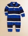 Classic stripes and Ralph Lauren's signature pony lend a preppy aesthetic to a soft cotton coverall.Polo collarLong sleevesButton-frontBottom snapsCottonMachine washImported Please note: Number of buttons/snaps may vary depending on size ordered. 