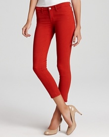 Ever-so-slightly cropped, these vibrantly hued J Brand skinny jeans will keep you looking city-chic from season to season. Ever-so-slightly cropped, these vibrantly hued J Brand skinny jeans will keep you looking city-chic from season to season.