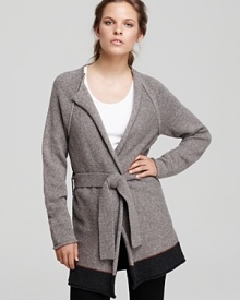 This James Perse cardigan, boasting a striking contrast hem, will take you from the office to off-hours in cozy style.
