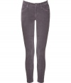 With their cool shade of pebble grey and flattering slim fit, Burberry Brits ankle cords are an essential staple separate - Classic five-pocket style, button closure, belt loops - Pair with casual knits and kick-around ankle boots