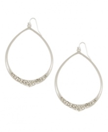 Polish your look with chic drop earrings. Jessica Simpson's head-turning earrings feature smooth silver tone mixed metal earrings dusted with sparkling crystal accents. Approximate drop: 3 inches. Approximate diameter: 1-1/2 inches. Polish your look with chic drop earrings. Jessica Simpson's head-turning earrings feature smooth silver tone mixed metal earrings dusted with sparkling crystal accents. Approximate drop: 3 inches. Approximate diameter: 1-1/2 inches.