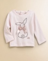 She'll want to hop down the bunny trail when she's wearing this precious tee with satin bow, back buttons and rabbit print.CrewneckLong sleevesBack buttons95% cototn/5% elastaneMachine washImported Please note: Number of buttons may vary depending on size ordered. 