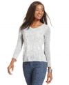 A metallic finish upgrades this petite heathered knit from Style&co.  A great addition to your holiday wardrobe!
