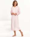 Reward yourself at the day's end. This nightgown by Miss Elaine features soft brushed back satin and a roomy fit, perfect for relaxing or sleeping.