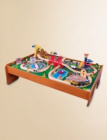 The young conductors in your life have an entire busy community at their fingertips! This detailed train set will provide kids with hours of imaginative play while the table helps keep playtime off the floor and closer to eye level. Large enough that multiple children can play at once. The young conductors in your life have an entire busy community at their fingertips! This detailed train set will provide kids with hours of imaginative play while the table helps keep playtime off the floor and closer to eye level. Large enough that multiple children can play at once.