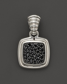 Black sapphire pavé glitters from a gleaming sterling silver pendant By John Hardy, from the Bedeg collection. Black sapphire pavé glitters from a gleaming sterling silver pendant By John Hardy, from the Bedeg collection.