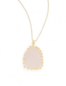 THE LOOKDruzy pendant Textured prong settingBall chain18k yellow goldplated brassCircle claspTHE MEASUREMENTPendant width, about 1Pendant length, about 1.25Length, about 20ORIGINMade in USA THE LOOKDruzy pendant Textured prong settingBall chain18k yellow goldplated brassCircle claspTHE MEASUREMENTPendant width, about 1Pendant length, about 1.25Length, about 20ORIGINMade in USA