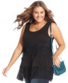 Lace is an ultra-hot trend this season, so score ING's sleeveless plus size top-- pair it with your fave jeans!