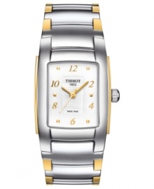 A contemporary timepiece flecked with golden accents from Tissot's T10 collection. A contemporary timepiece flecked with golden accents from Tissot's T10 collection.