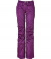 Stay stylish from the lodge to the slopes in these ultra-luxe shimmering ski pants from Jet Set - Zip fly, zippered back pockets, adjustable belt at front with elasticized waistline in back, zippered ankles, layered lining from knee to ankle with elasticized cuff and silicone band for hold - Slim, flared silhouette - Style with a figure-hugging cashmere pullover, shearling boots, and a sleek parka